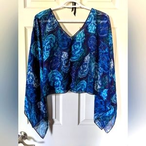 Poncho, Blue Summer, Chiffon Top